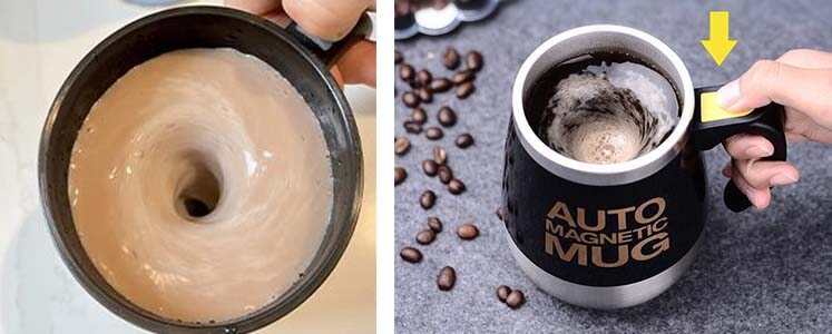 Taza de café con agitador automático